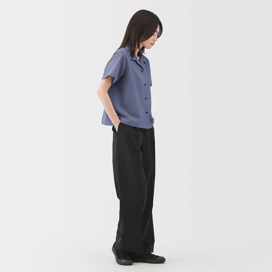 W's Breathable seersucker Open collar S/S shirt