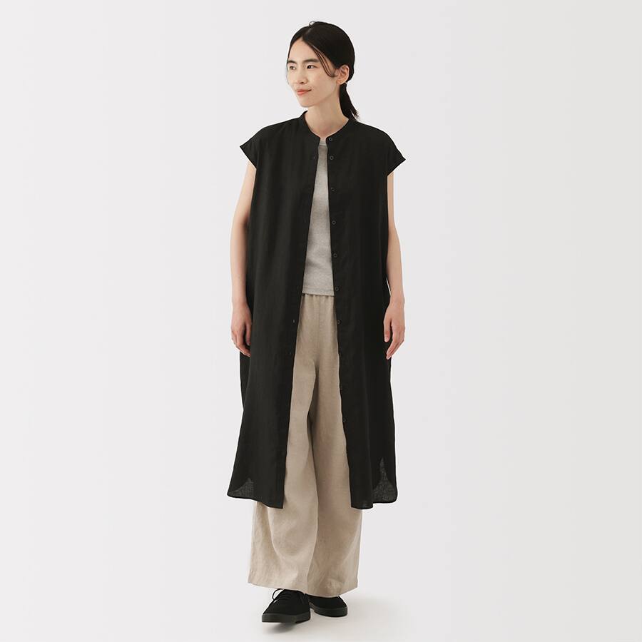 W's Washed linen French sleeve dress (ASEAN)