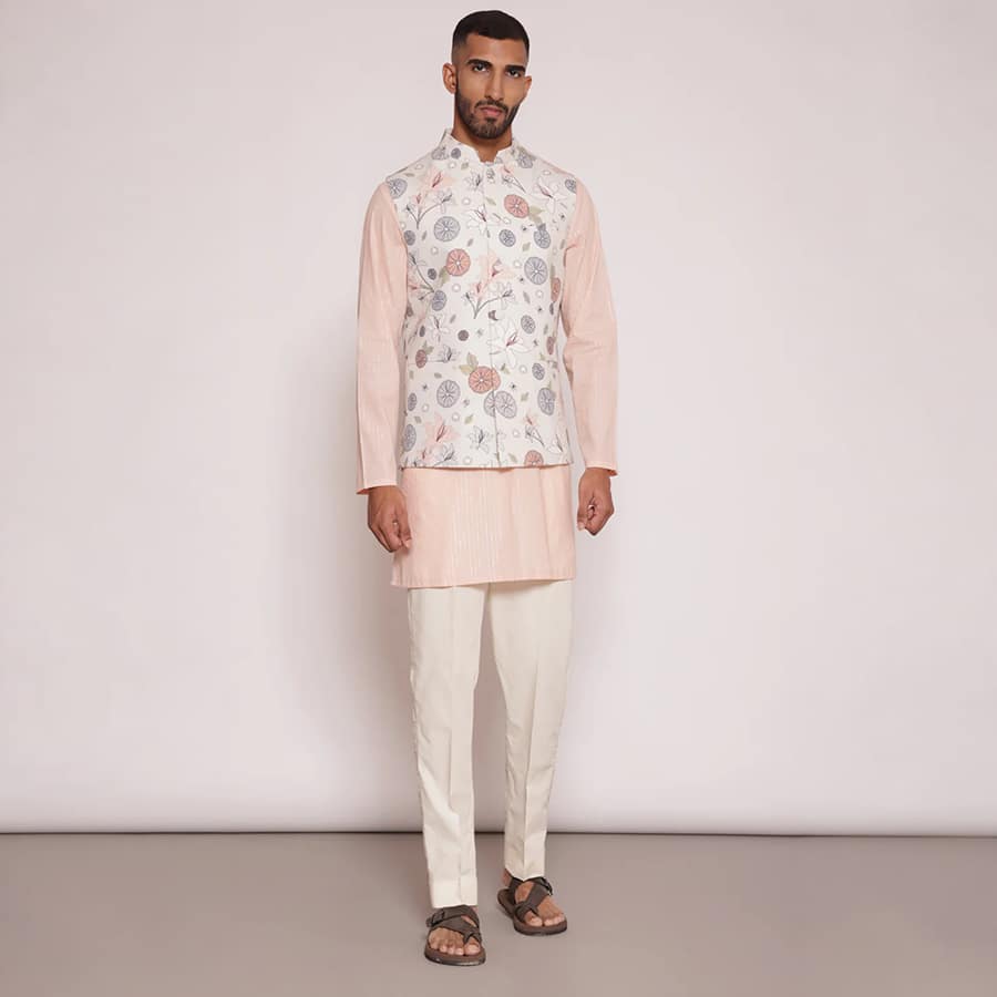 Peach Floral Bundi 3 piece set