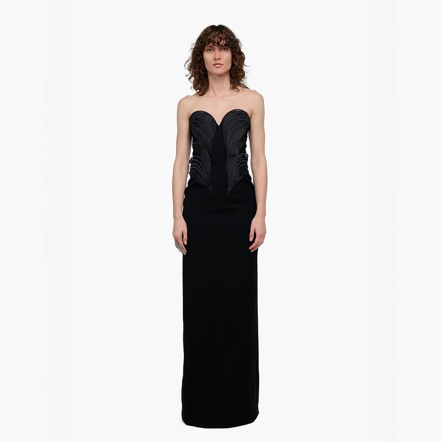 Shadow Ruffle Column Gown