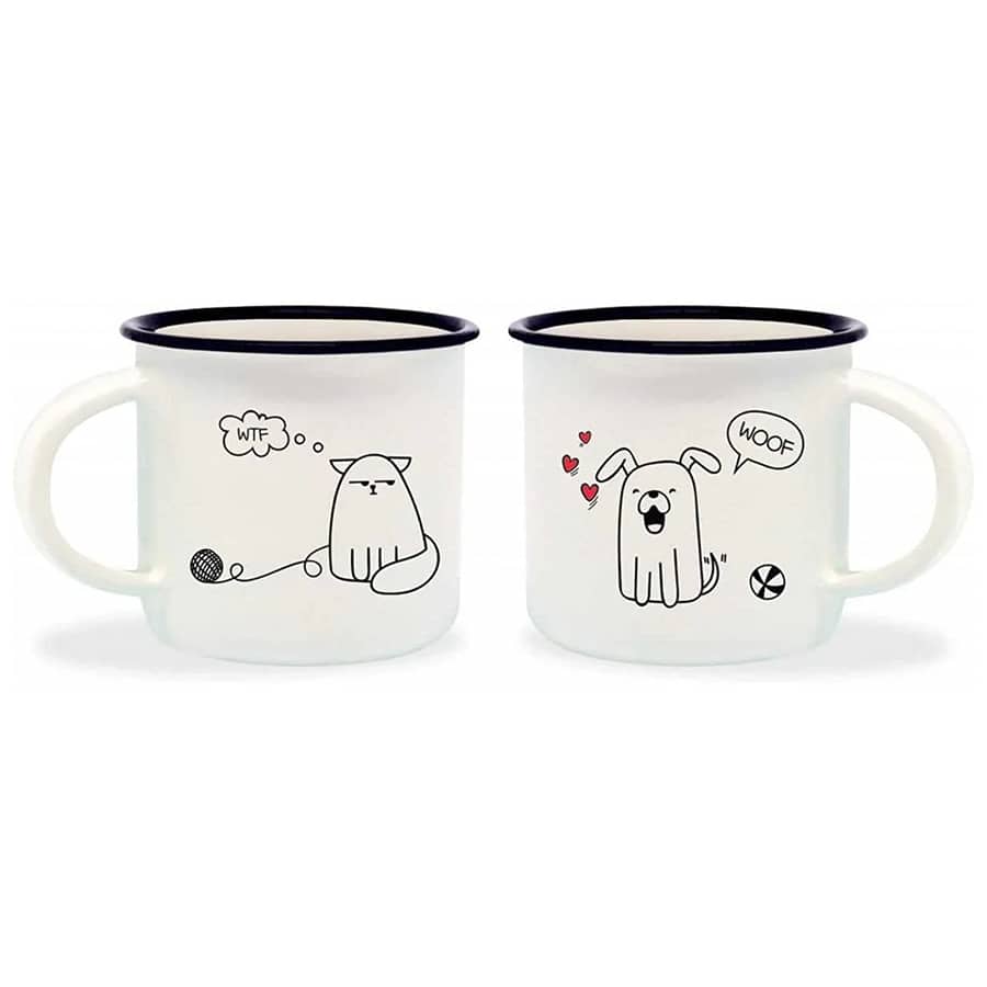 2 Coffee Mugs Espresso For Two Dog And Cat
