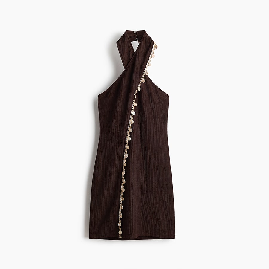 Embellished halterneck dress