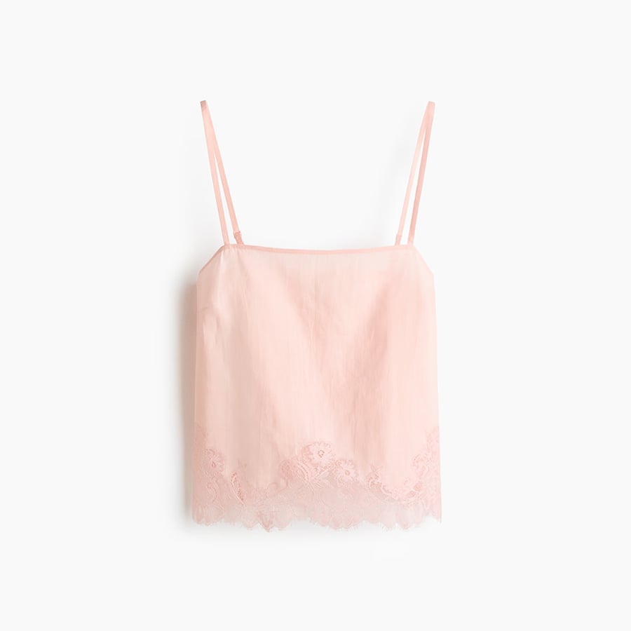 Lace-trimmed ramie top