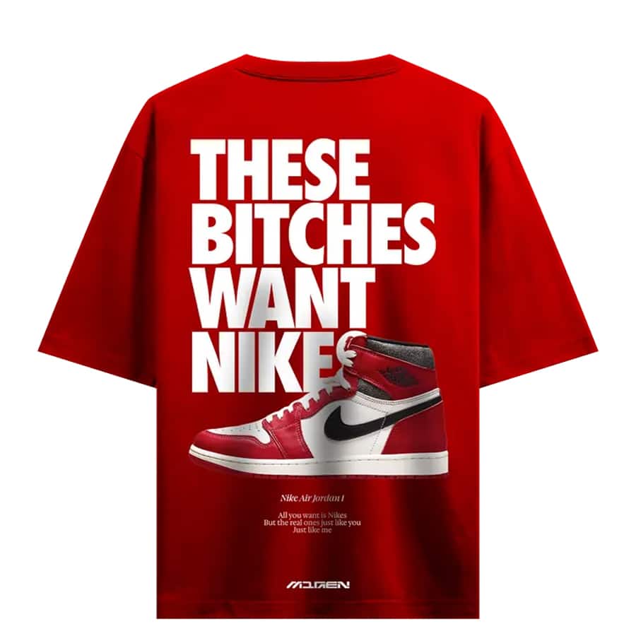 Myugen Nike Bitches Oversized T-Shirt Red