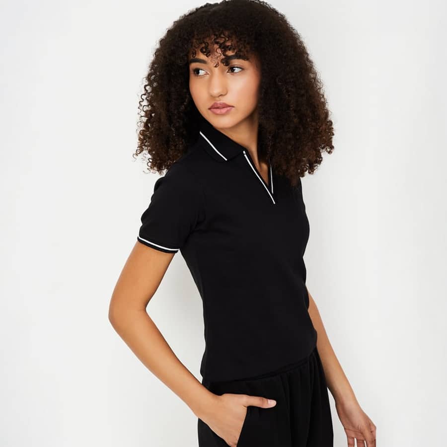 Women Solid Sports Polo T-shirt