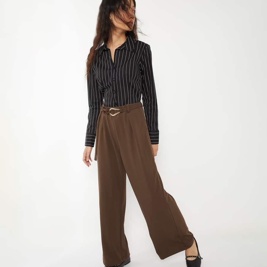 Women Pleated Wide Leg Trousers
