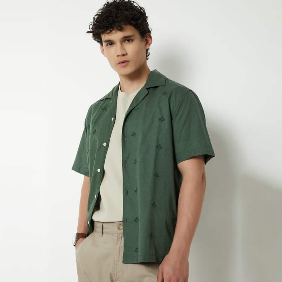 Men Embroidered Regular Fit Shirt