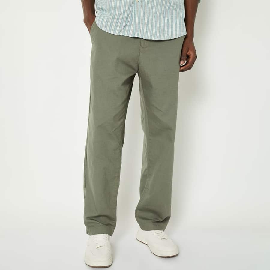 Men Solid Regular Fit Trousers