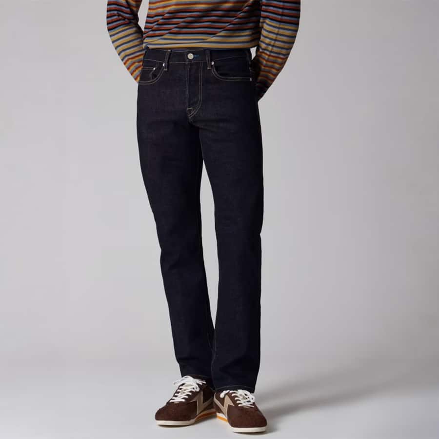 Standard-Fit Indigo-Rinse 'Crosshatch Stretch' Jeans