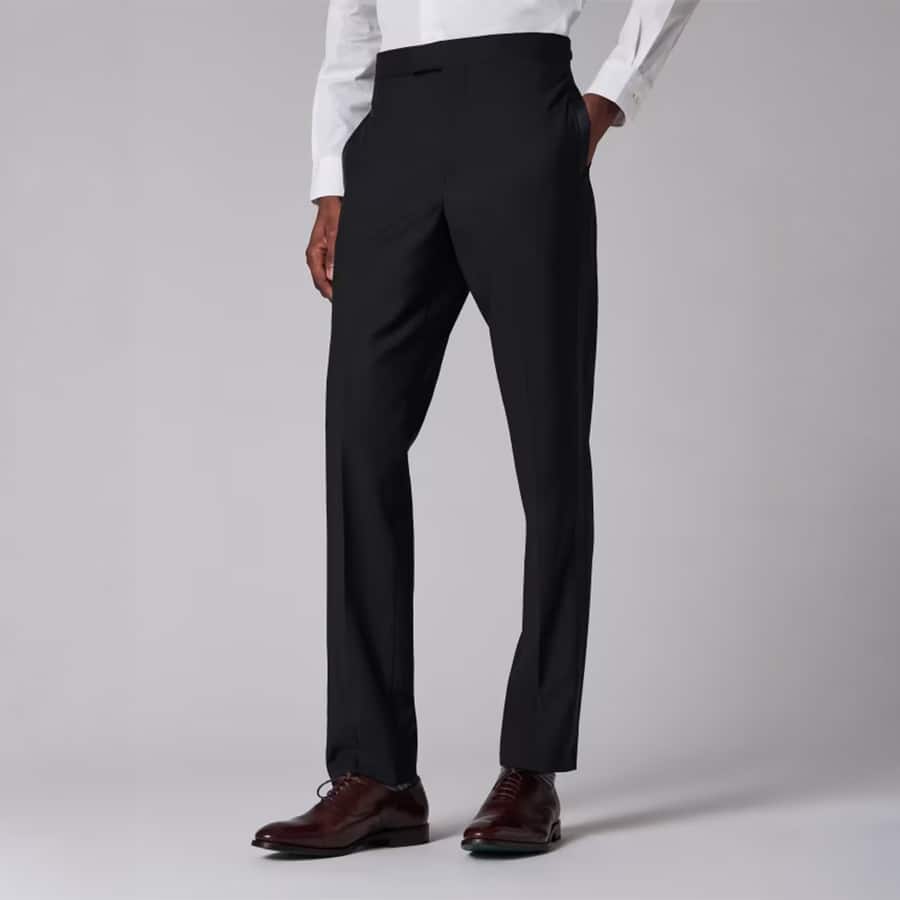 Tailored-Fit Navy Wool-Mohair Evening Trousers