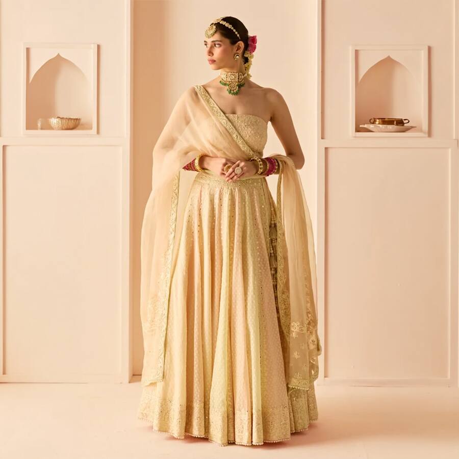Umaiza - Carnation Pink Lehenga With Blouse And Dupatta