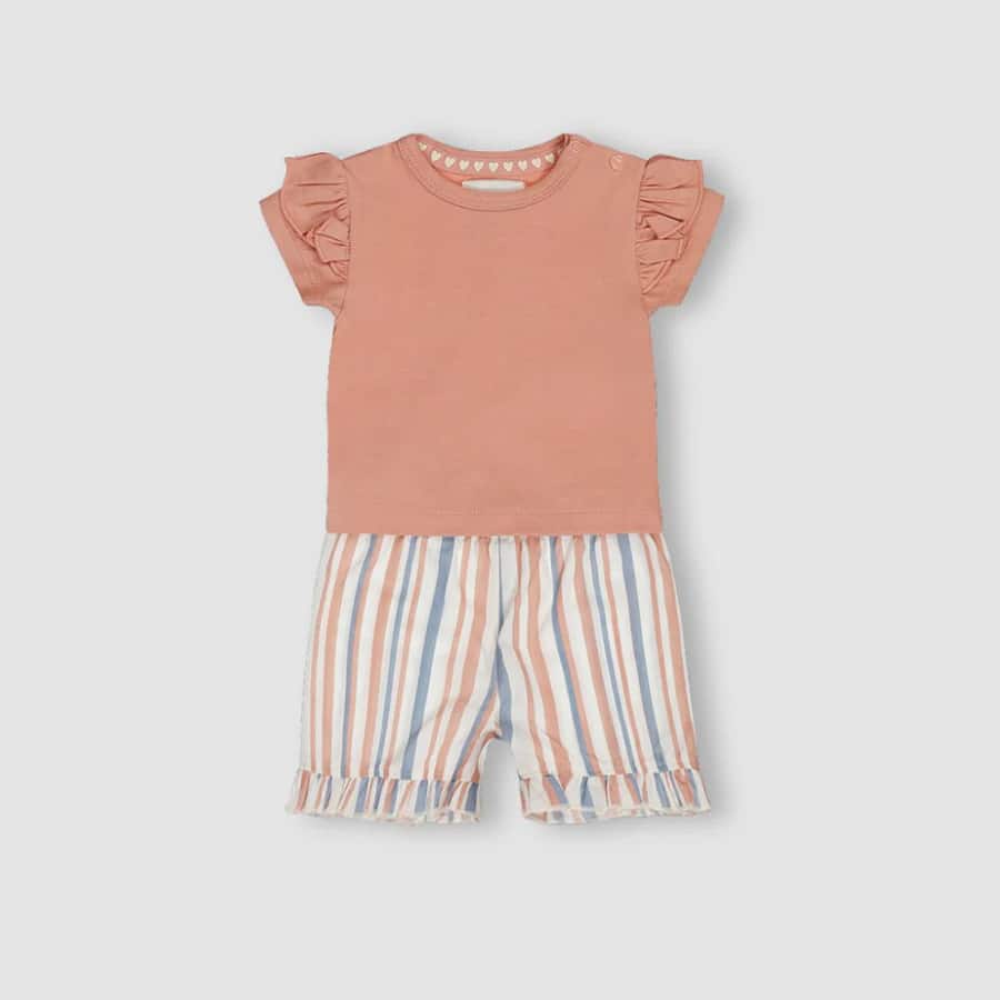 GJ Baby Girls Light pink Cotton Regular CO-ORDINATE