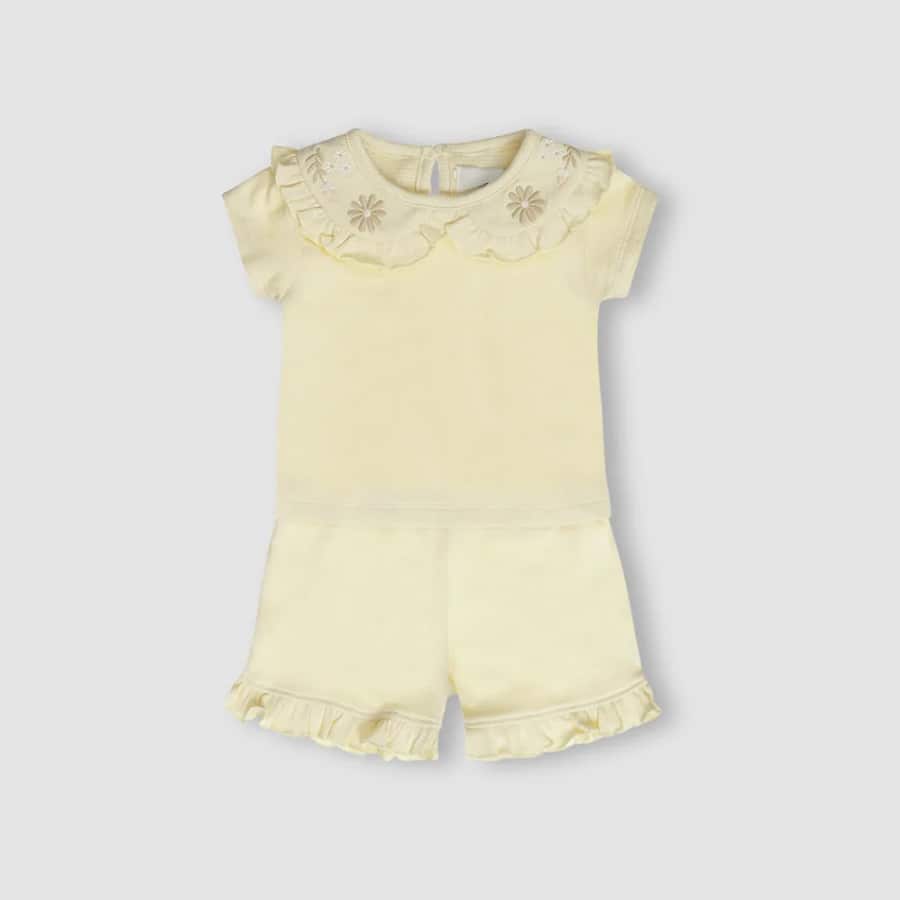 GJ Baby Girls Sand Cotton Regular CO-ORDINATE