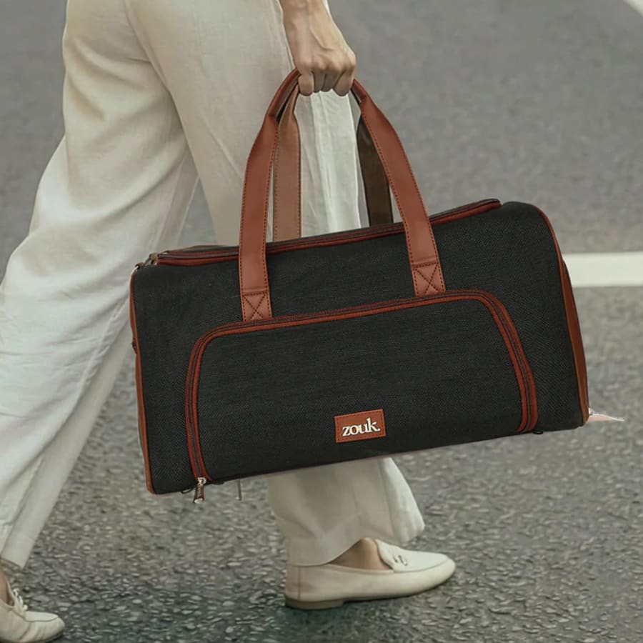 Jet Black Weekender Duffel Bag