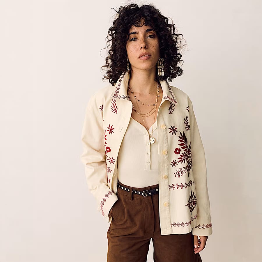 Pure Cotton Embroidered Overshirt
