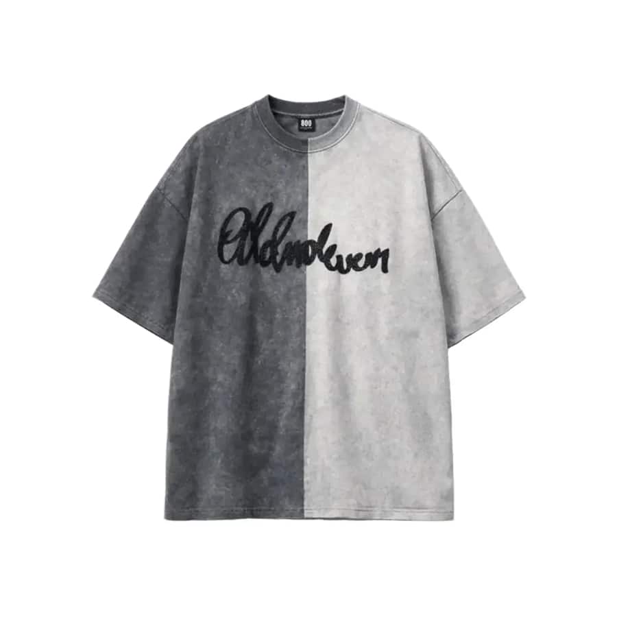Half n Half T Shirt (Black-Grey)