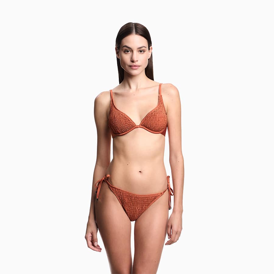 Lycra smocked triangle bikini