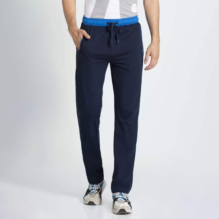 Solid Polyester Cotton Slim Fit Men's Track Pants