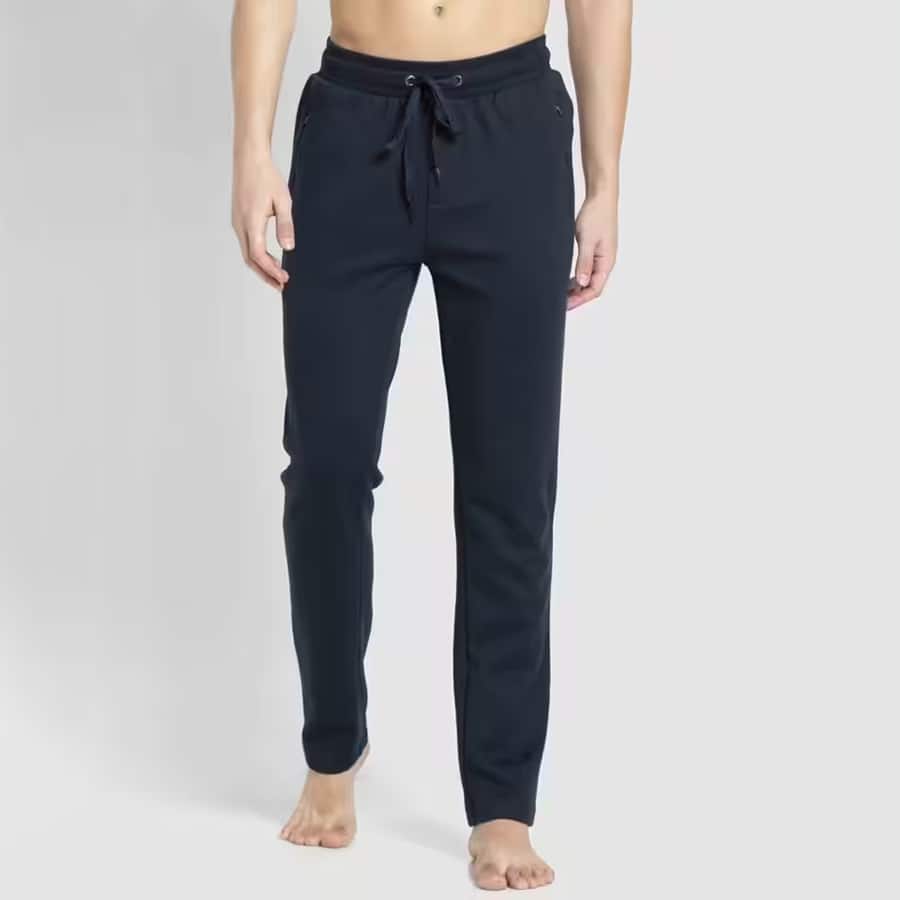 Solid Blended Fabric Regular Fit Men Track Pant