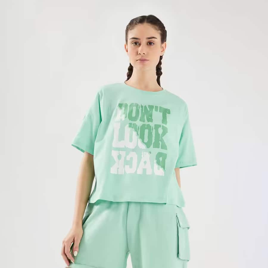 Printed Regular Fit Cotton Women Athleisure T-Shirt