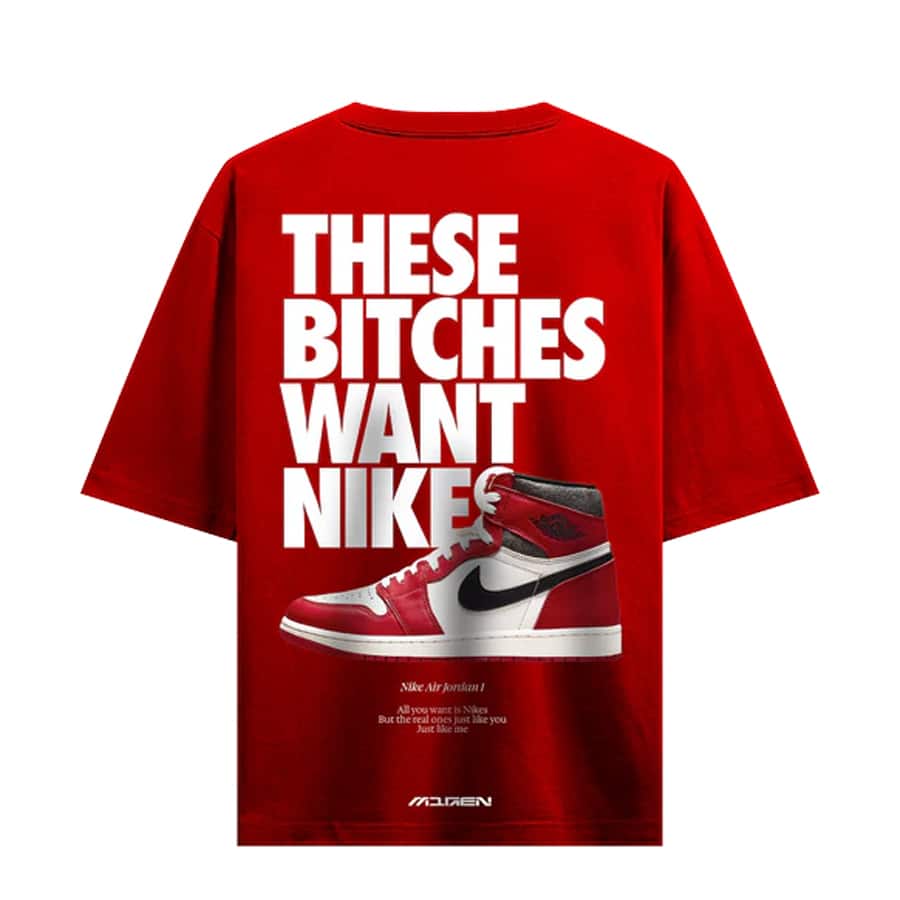Myugen Nike Bitches Oversized T-Shirt Red