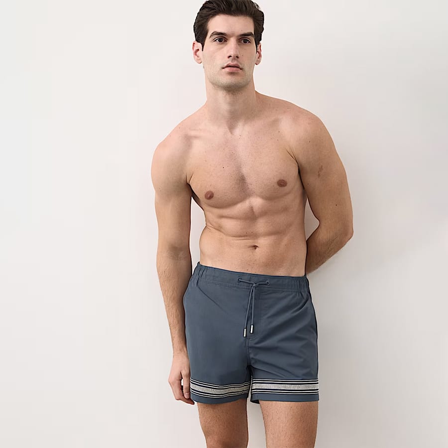 Border Embroidered Swim Shorts