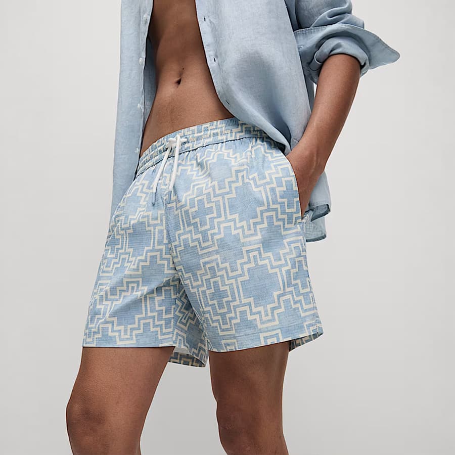 Quick Dry Geo Textured Swim Shorts