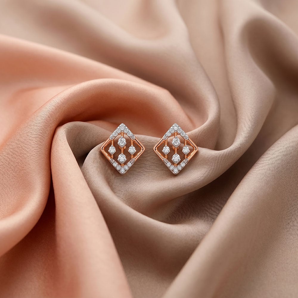 Square Rarity Diamond Stud Earring