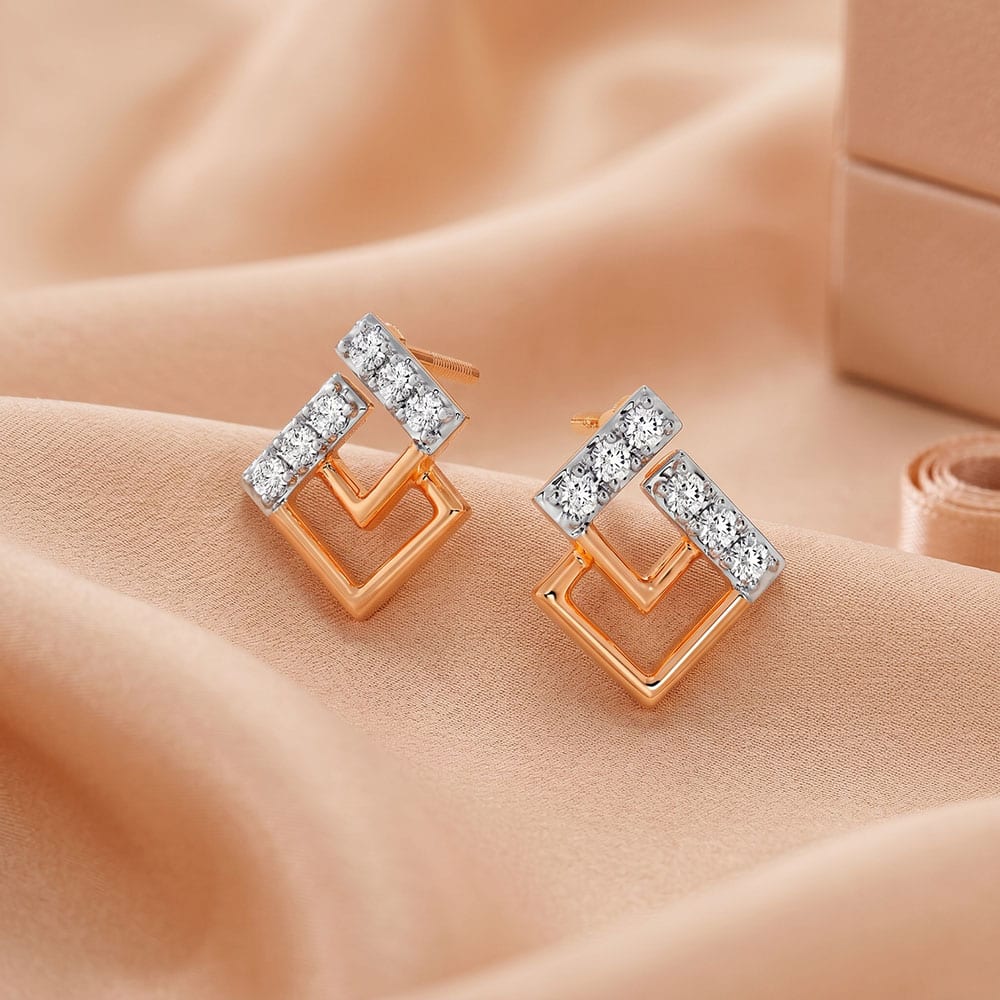 Delicate Geometric Design Diamond Studs