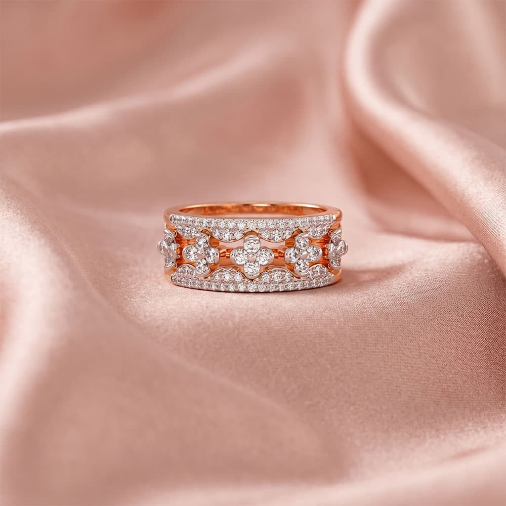 Statement Clover Rose Gold Diamond Ring