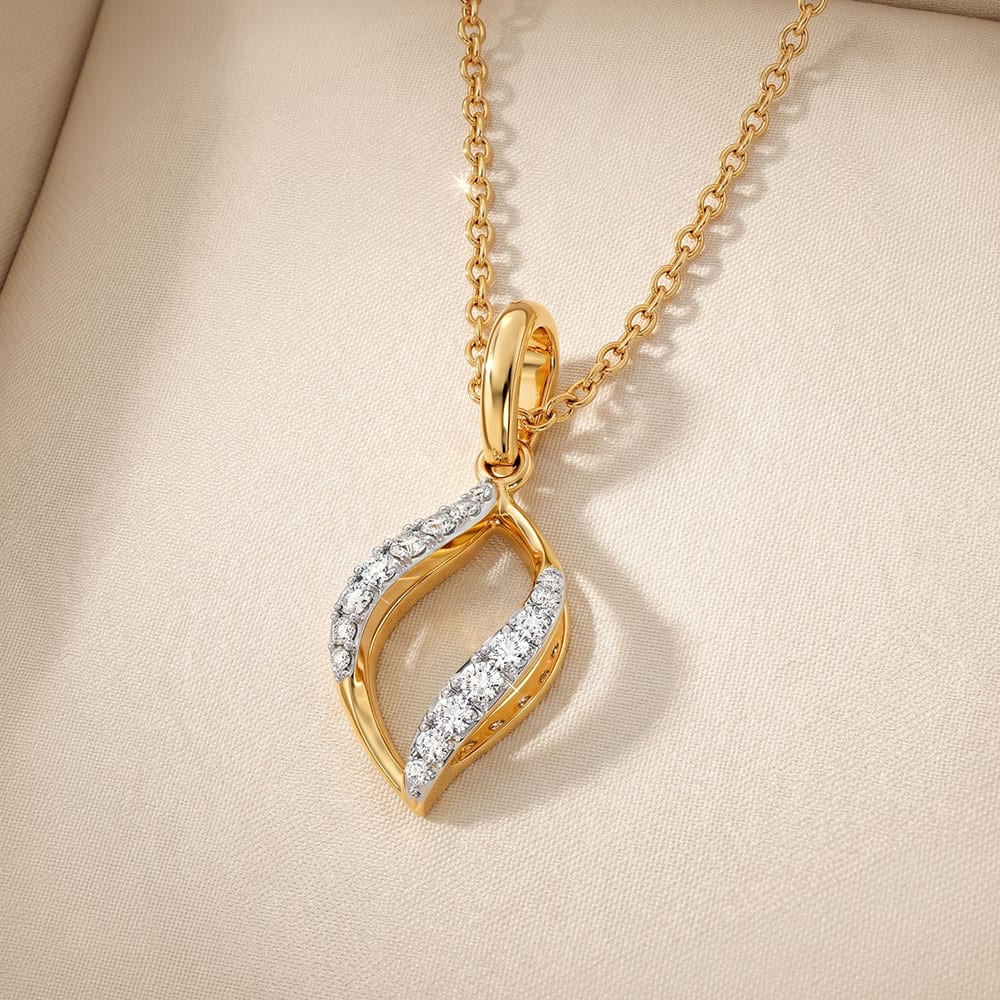 Leaf Elegance 9Kt Yellow Gold Diamond Pendant