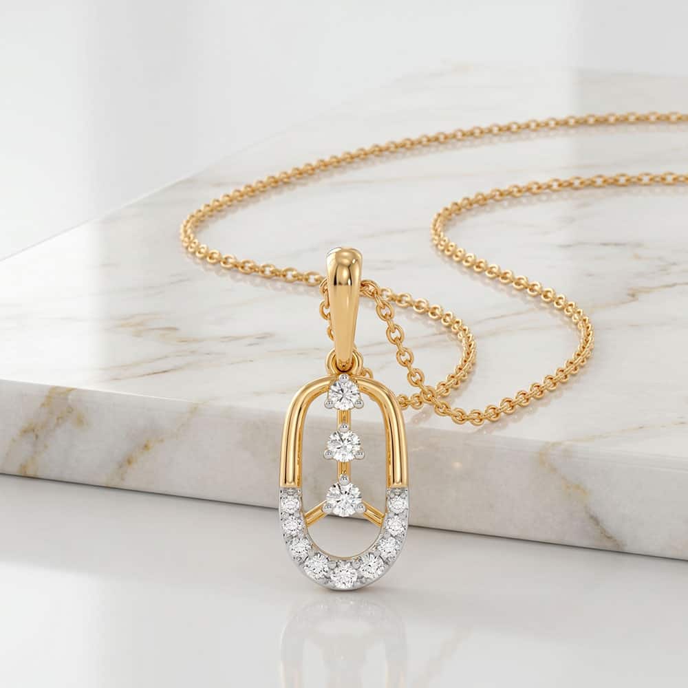 Elongated Glory Yellow Gold Diamond Pendant