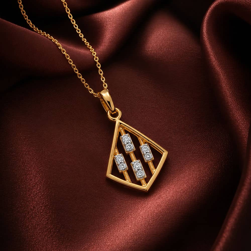 Contemporary Geometric Yellow Gold Diamond Pendant