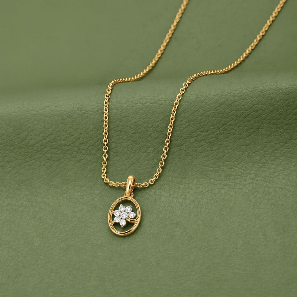 Floral Charm Yellow Gold Diamond Pendant