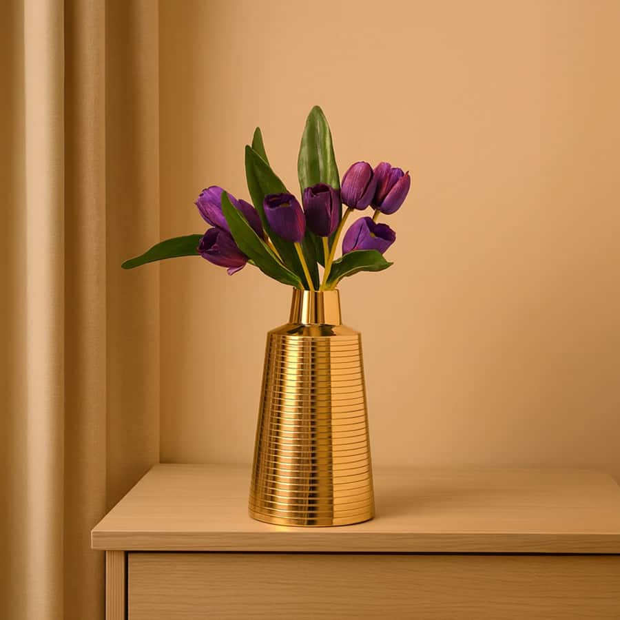 Von Casa Shiny Gold Vase – Truncated Cone