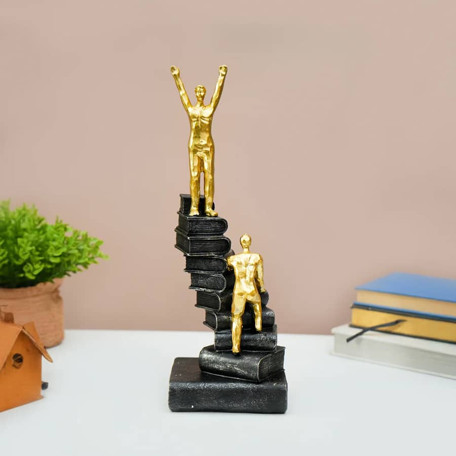 Resin Staircase Decor Object in Black & Golden