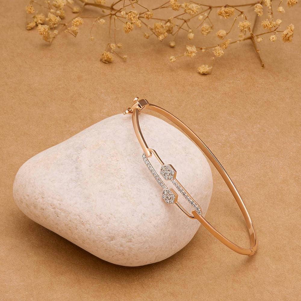 Classy Diamond Studded Rose Gold Bracelet
