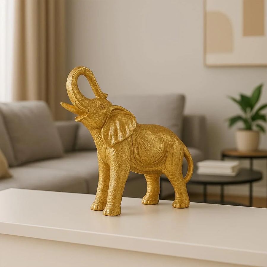 Von Casa Golden Embossed Elephant Figurine