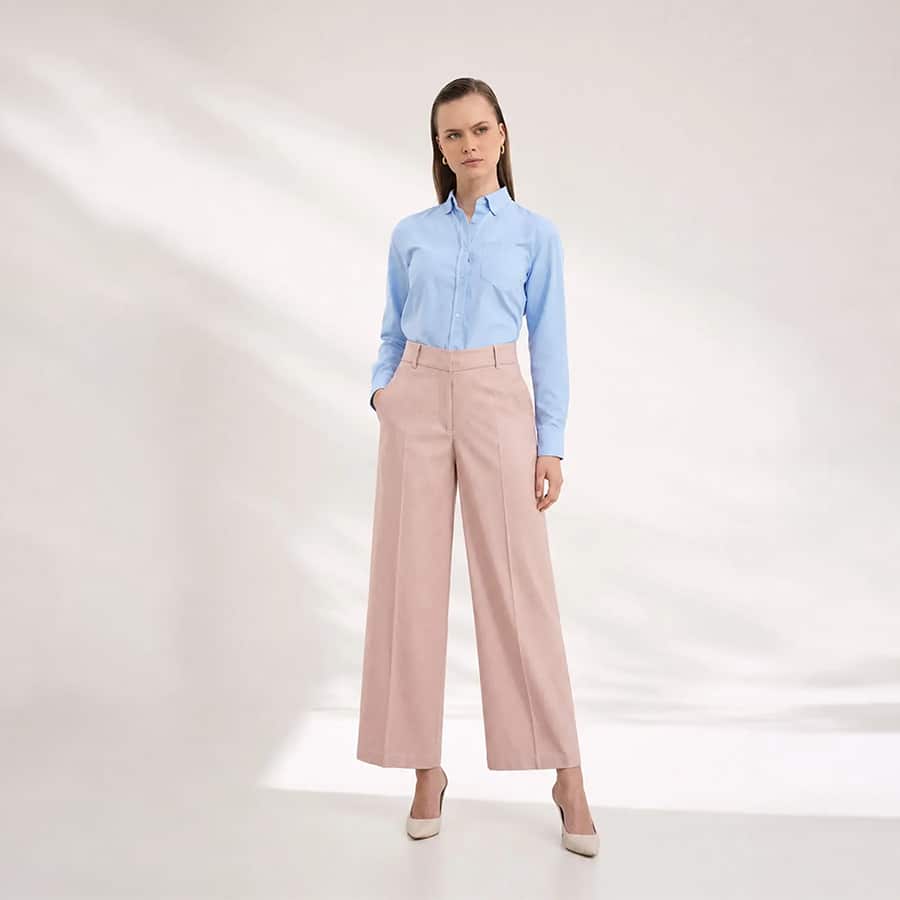 Cotton Linen Flared Culottes - Beige