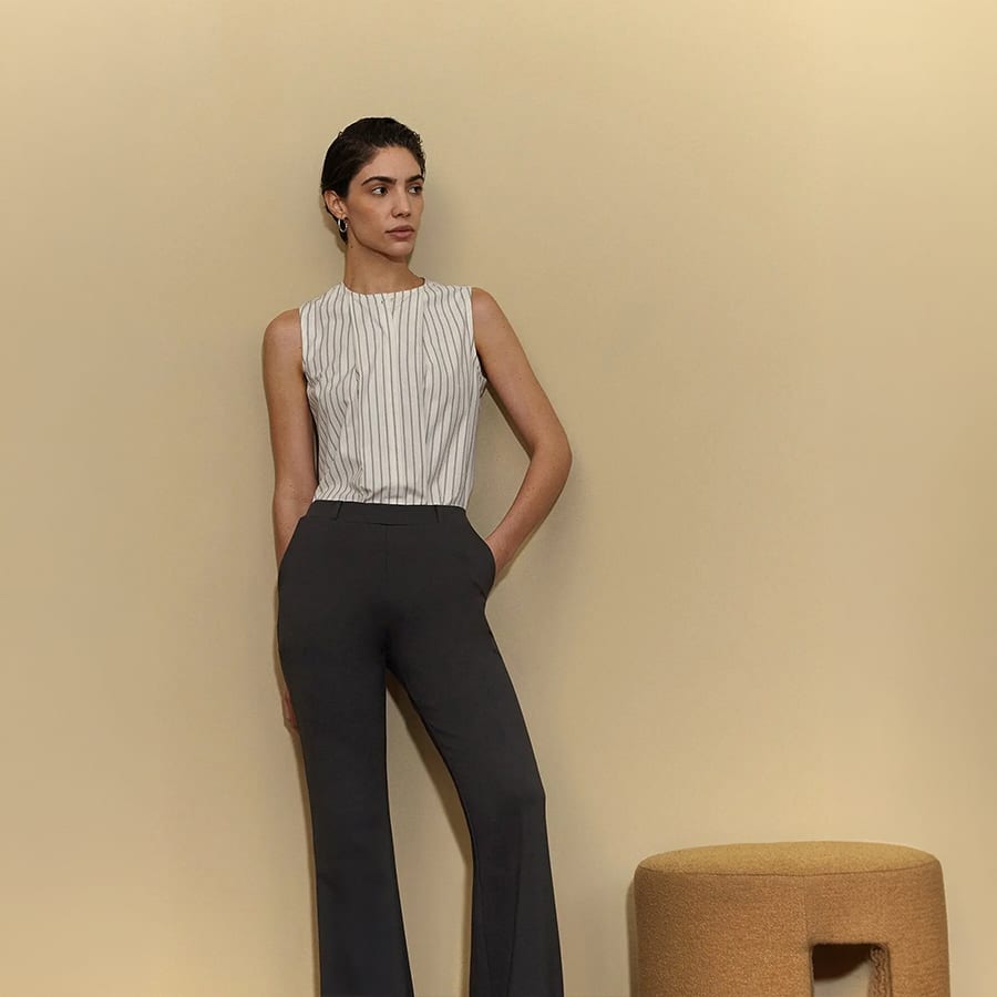 Round Neck Top - Black and Off White
