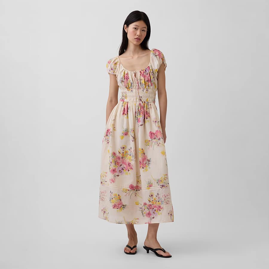 Voile Smocked Waist Maxi Dress