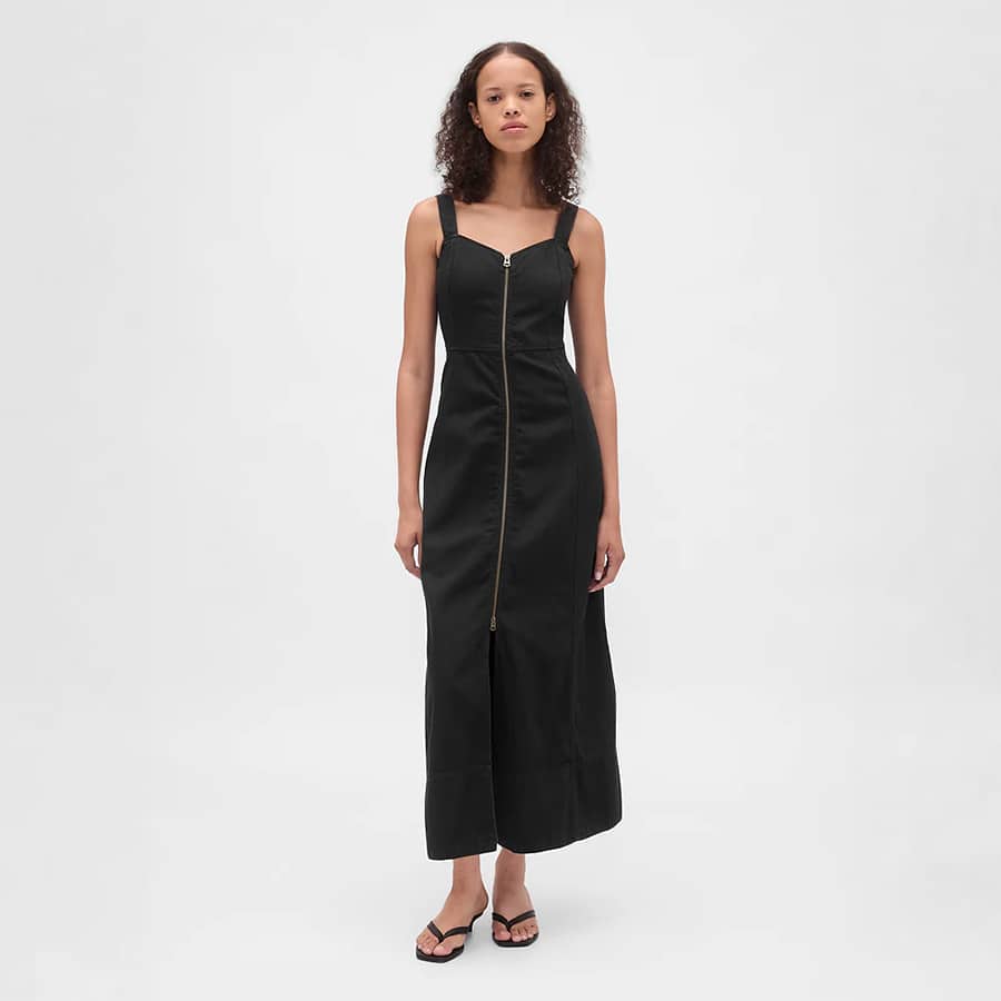 UltraSoft Denim Zip-Front Maxi Dress