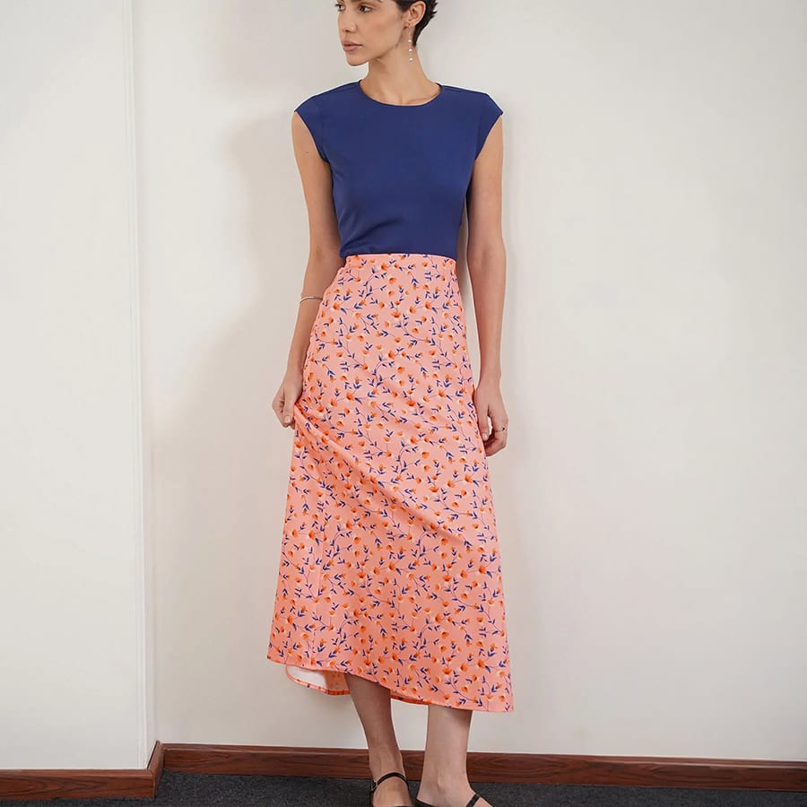 High-Rise A-Line Skirt - Peach