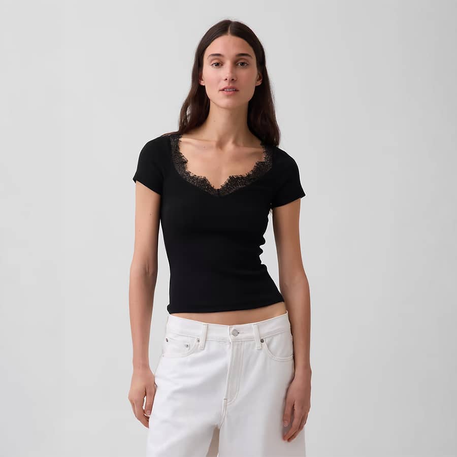Modern Lace-Trim Crop Top