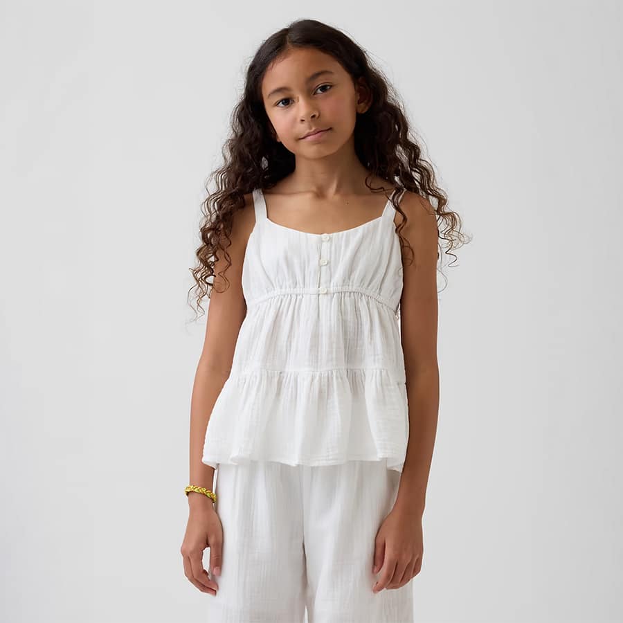 Kids Cotton Gauze Tiered Tank Top