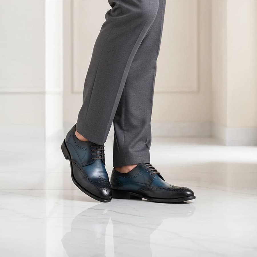 Livorno Flex Evo Dark Blue Premium Leather Comfort Derby Formal shoes