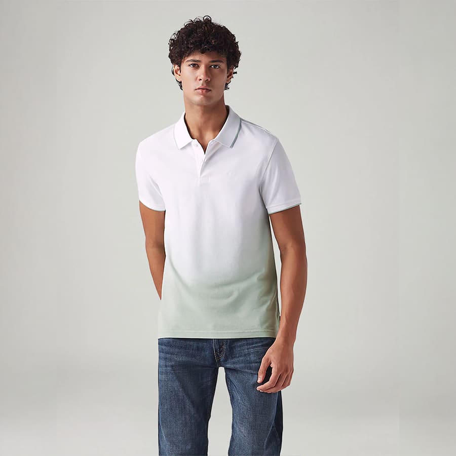 Men's Ombre Slim Fit Overdyed Pique Polo T-Shirt