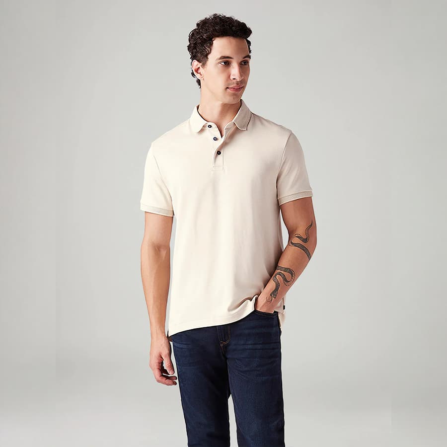 Men's Solid Slim Fit Polo T-Shirt