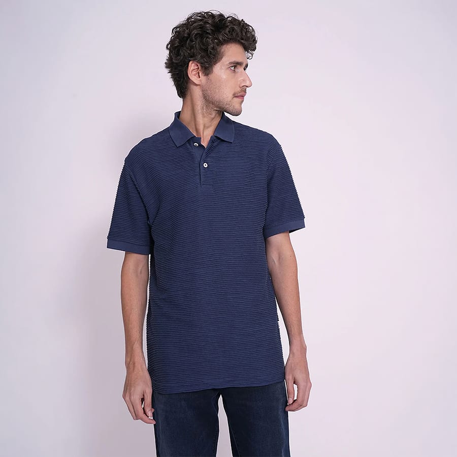 Dark Blue Structured Organic Cotton Polo