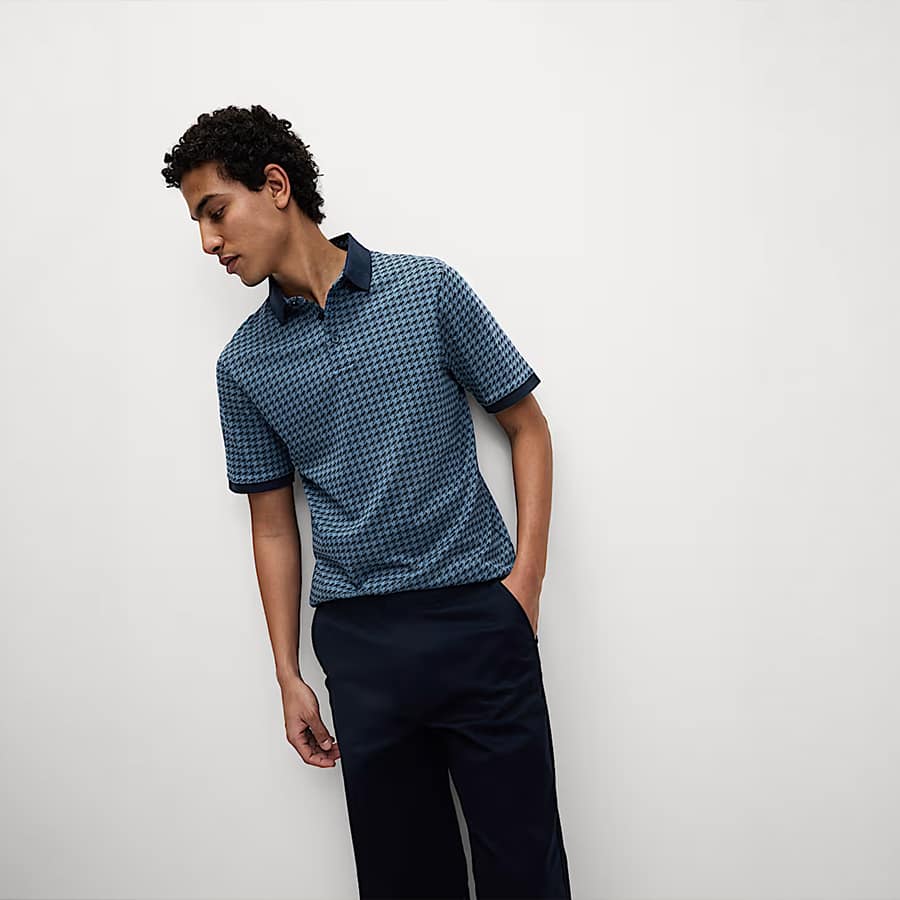 Pure Cotton Houndstooth Polo Shirt